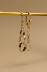 Visiace zlaté náušnice - patent - viacfarebné zlato - 14K