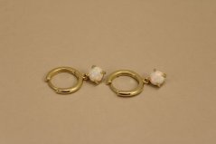 Náušnice - krúžky - biely opál - pozlátené striebro