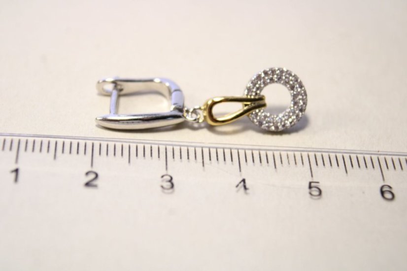 Strieborné kombinované náušnice s čírymi zirkónmi, francuzske zapínanie, 3,54g, 925/1000