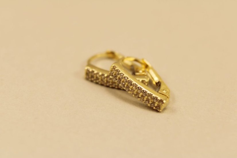 Zlaté náušnice, žlté zlato, klasický patent, číre zirkóny, 1,88g, 14k 585/1000