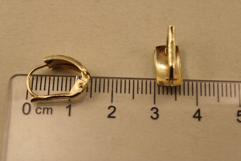 Naušnice - gravír - matovanie - patent - viacfarebné zlato - 14 karátov