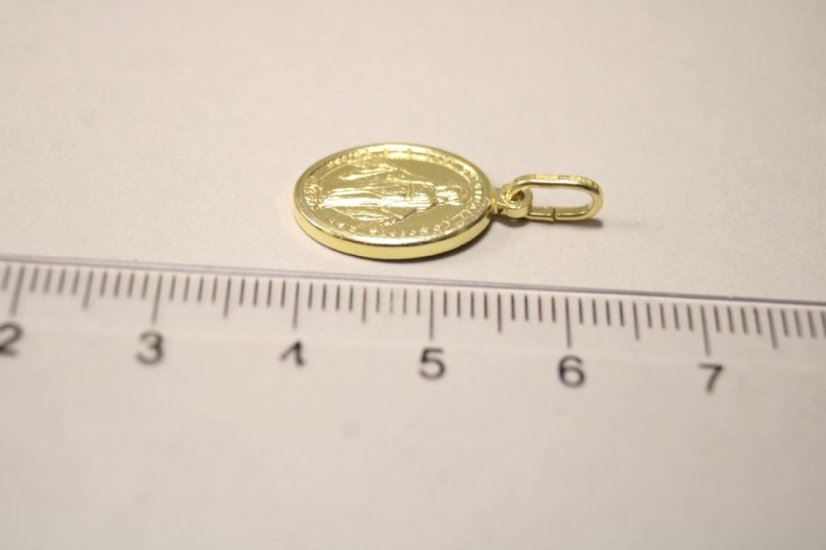 Pozlatený strieborný prívesok medailón s Pannou Máriou 2,26g, 925/1000 - Materiál: Pozlátené striebro, Váha (g): 2,26, Rýdzosť: STRIEBRO 925/1000