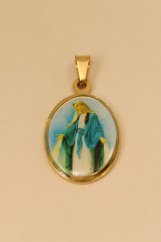 Prívesok-farebná Panna Mária- pozlátená chirurgická oceľ