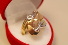 Prsteň- viacfarebné zlato-nepravidelné tvary-14 karátov