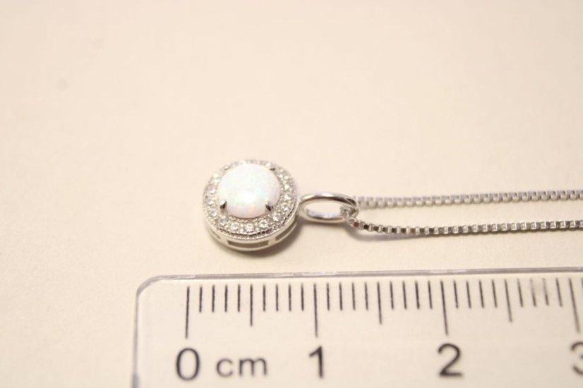 Náhrdelník- syntetický opál- zirkóny- rhódiované striebro