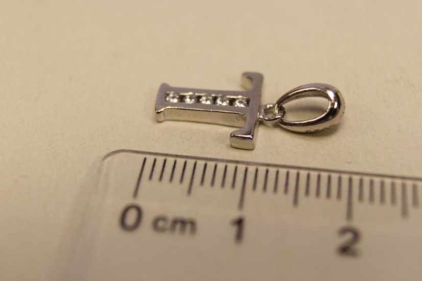 Prívesok-písmeno T- číre zirkóny-striebro-rhodium