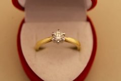 Zlatý prsteň - Solitaire briliant - 14k - Žlté zlato