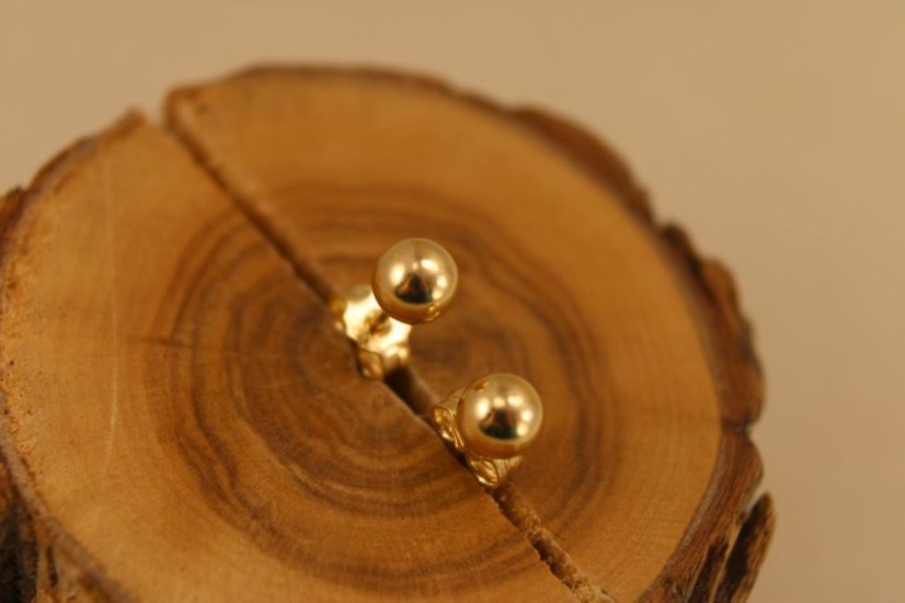 Náušnice- guličky- puzetky- žlté zlato- 14K