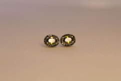 Zlaté náušnice s olivovo-zeleným zirkónom, napichovačky, žlté zlato, 2,02 g, 14k 585/1000