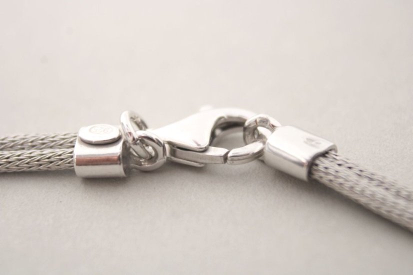 Dámsky náhrdelník z pleteného striebra, číre zirkóny, rhodium, 46 cm, 13,68 cm, 925/1000