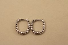 Náušnice- zvlnené ovály- zacvakávacie- rhódiované striebro