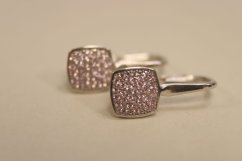 Naušnice- ružové zirkóny- biele zlato- patent- 14 karátov