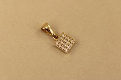 Zlatý prívesok štvorec, žlté zlato, číre zirkóny 0,58g 14k 585/1000