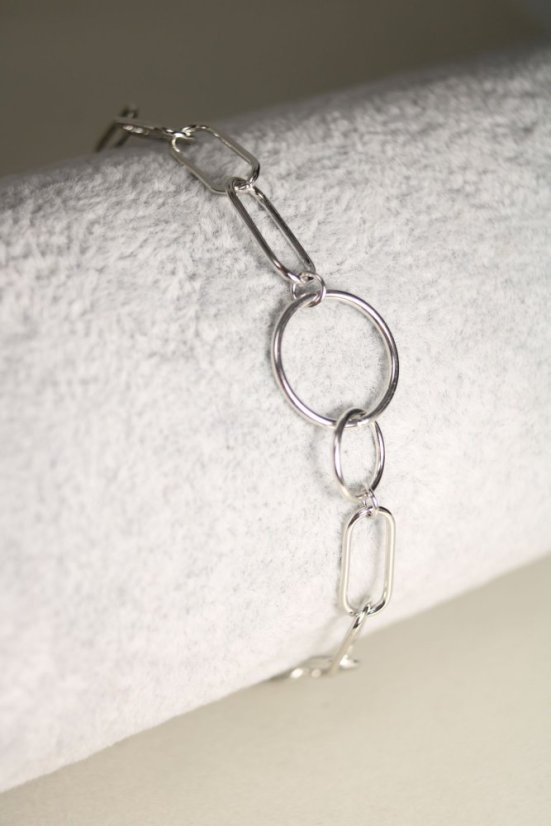 Strieborný náramok v modernom štýle, rhodium, 17-20 cm, 4,17 g, 925/1000