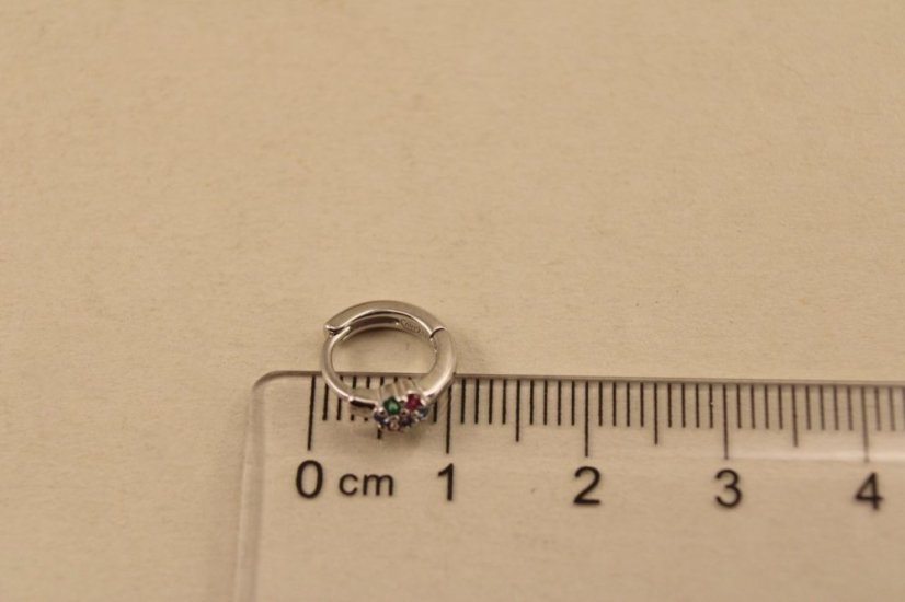Náušnice -farebné zirkóny-zacvakávacie zapínanie-rhodium-striebro