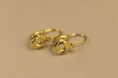 Náušnice- lesklé uzlíky- brizúra- pozlátené striebro