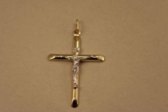 Prívesok- Ježiš na kríži- viacfarebné zlato- 14 karátov