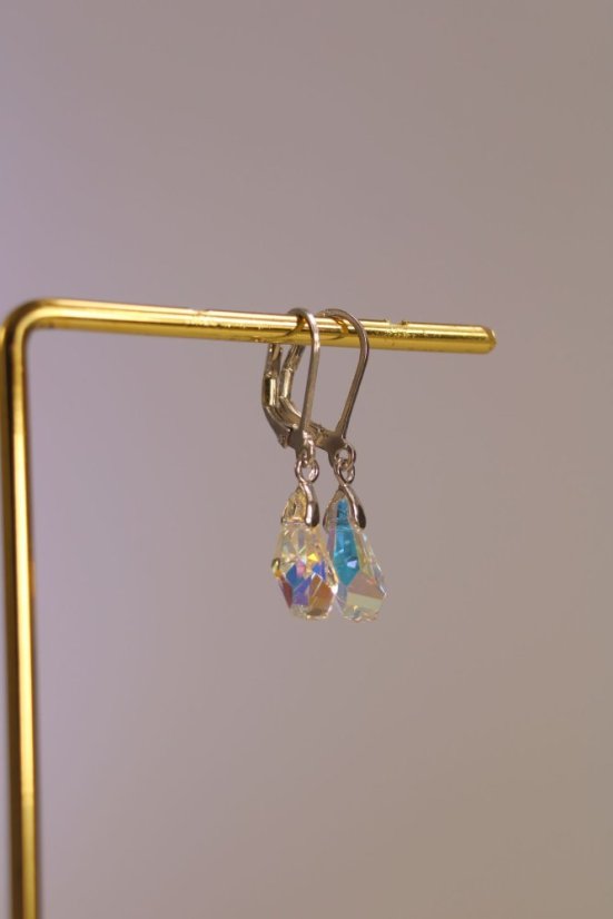 Strieborné náušnice swarovski crystals dúhovej farby, striebro, klasické zapínanie, 2,05g, 925/1000