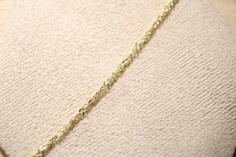 Zlatý točený náramok z poprepájaných očiek, žlté zlato, 18 cm, 1,51 g, 14k 585/1000