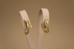 Náušnice - zvlenené kruhy - číre zirkóny - pozlátené striebro