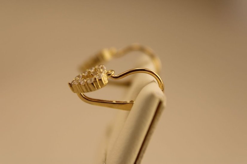 Náušnice- srdiečka- číry zirkón- brizúra- žlté zlato-14 karátov