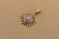 Zlatý prívesok - Slnko - Zirkóny - Žlté zlato - 14k