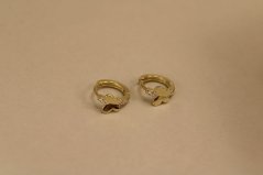 Náušnice - minimalistické krúžky - motýľ a číre zirkóny - pozlátené striebro