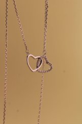 Zlatá celebritka - Dve srdcia - Zirkón - Biele zlato - 14k