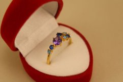 Prsteň-farebné zirkóny-žlté zlato-14 karátov