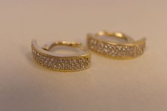 Naušnice -žlté zlato- vsadené kamienky- patenty- 14 karátov