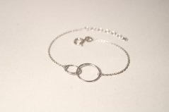 Náramok-prepojené kruhy-rhodium-striebro
