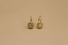 Náušnice - číry zirkón - patent - pozlátené striebro