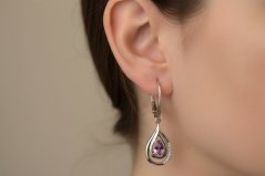 Náušnice - Ametyst - Klasický patent - Striebro - 925/1000