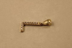 Prívesok- písmeno L- číre zirkóny- žlté zlato- 14 karátov