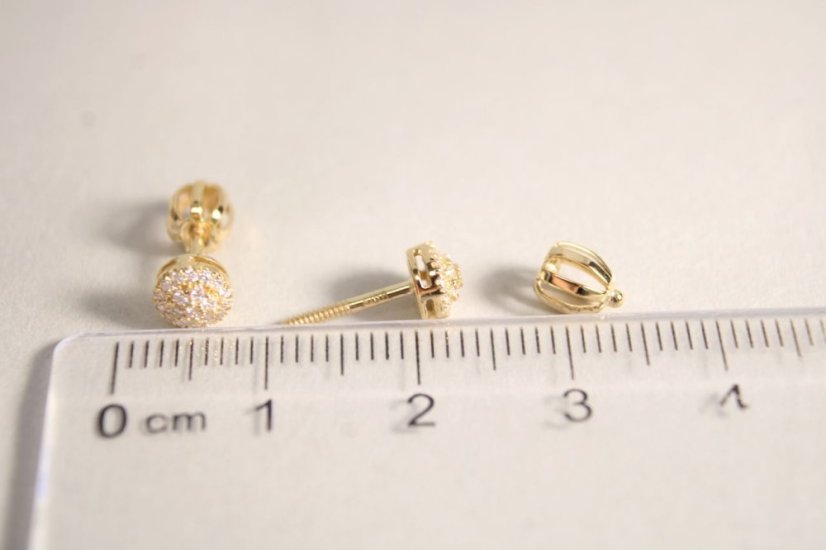 Zlaté náušnice-brilianty 0,145 ct G-H/SI-žlté zlato- šrúbky- 14K