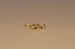 Náušnice- štvorlístky -číre zirkóny- patent- žlté zlato