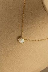 Retiazka - Anker - opál v lunete - pozlátené striebro