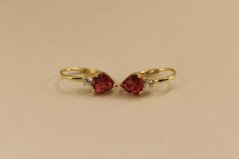 Náušnice- sýto rúžový kameň- patent- pozlátené striebro- 925/1000