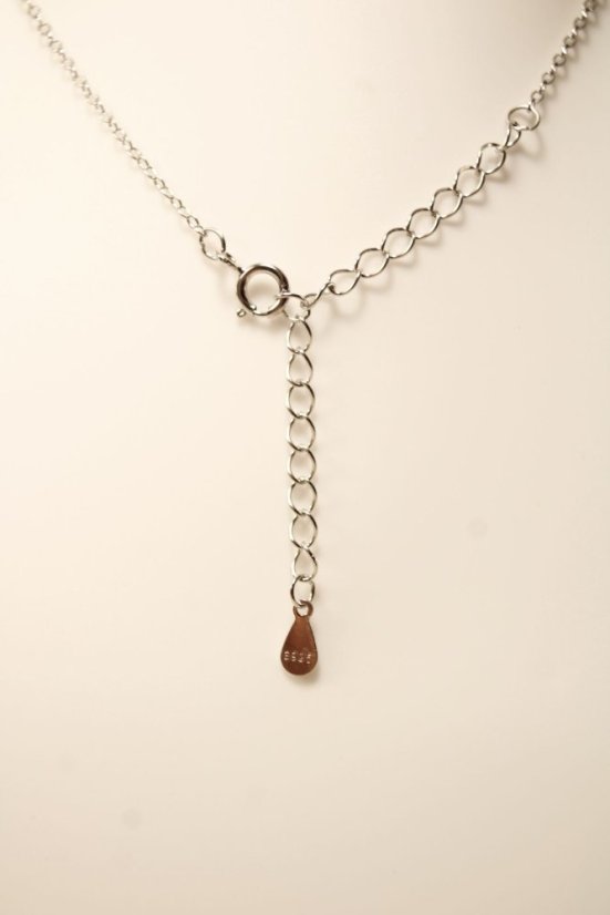 Strieborný náhrdelník so zirkónmi, rhodium, 43-48 cm, 1,86 g, 925/1000