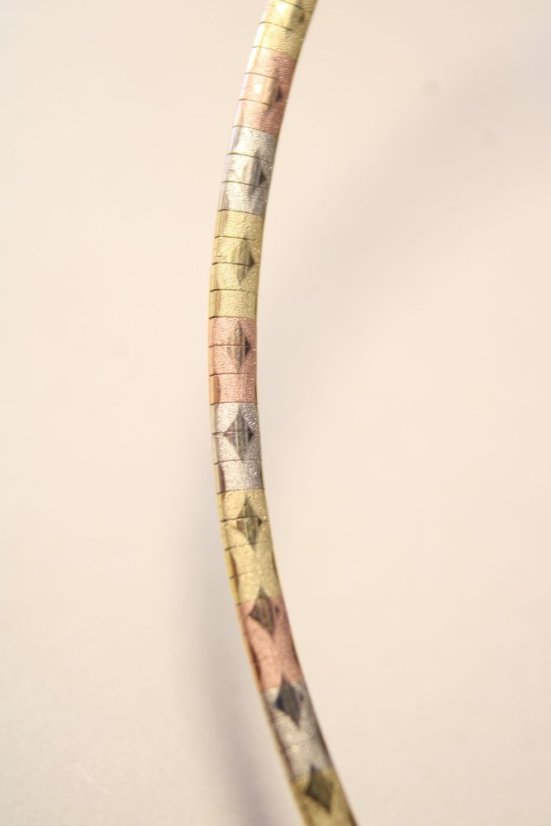 Luxusný zlatý bicolor náhrdelník, viacfarebné zlato, 45 cm, 16,20 g, 14K 585/1000 - Farba zlata: Viacfarebné zlato, Dĺžka retiazky (cm): 45, Váha (g): 16,20, Rýdzosť: 14 karátov 585/1000