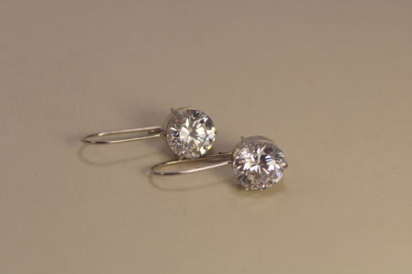 Náušnice-číry zirkón-biele zlato-14 karátov