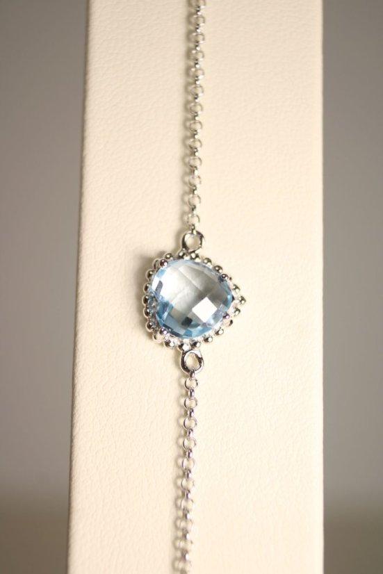 Náramok-prívesok srdiečko-Topás-rhodium-striebro