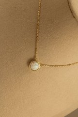 Retiazka - Anker - opál v lunete - pozlátené striebro