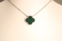 Celebritka-ďatelinka-zelený malachit-rhodium-striebro