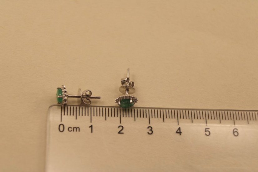 Náušnice - Smaragd - číre diamanty 0,260 ct - SI/H - biele zlato - 14 karátov