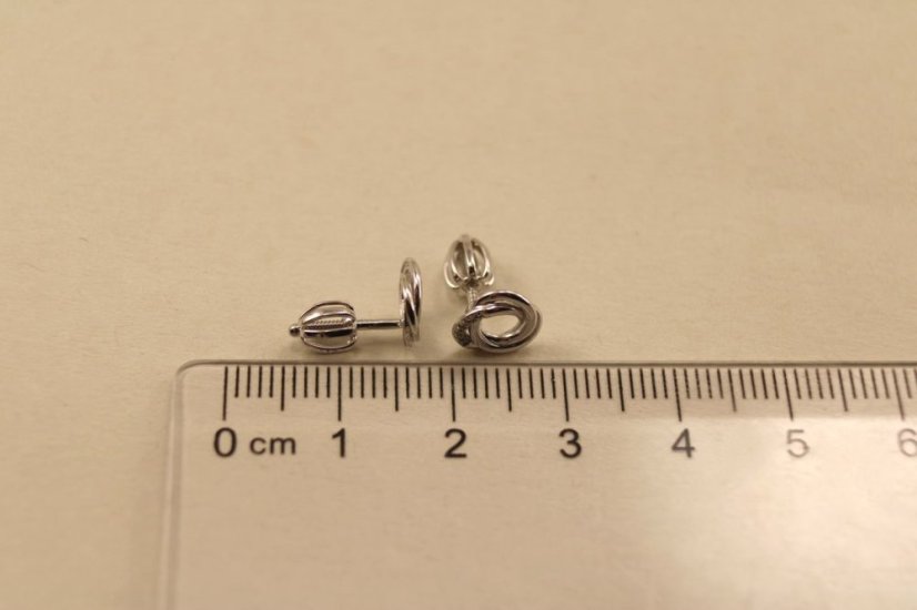 Zlaté náušnice - diamanty 0,02 ct -  G-H/Si - biele zlato - šrúbky - 14K