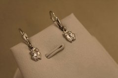 Náušnice- mačky- patent- rhódiované striebro