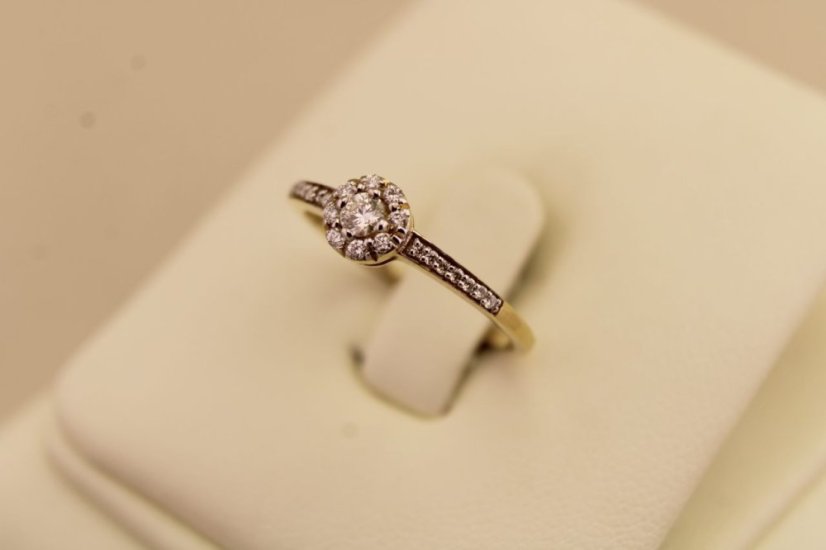 Zlatý prsteň - Briliantový veniec - 14k- Žlté zlato