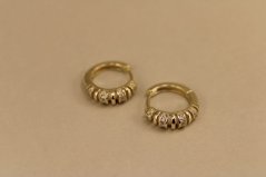Náušnice- kruhy- číre zirkóny- zacvakávacie- pozlátené striebro- 925/1000