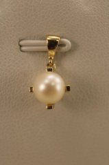 Prívesok - biela perla - žlté zlato - 14K